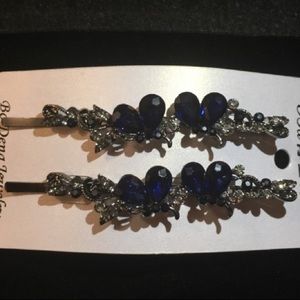 Silver and Blue Hair Accessory, Fancy Pin